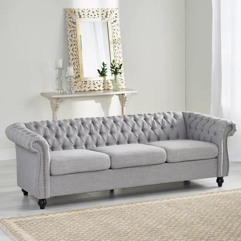 Chesterfield Button Tufted 3-seater Sofa with Nailheads
