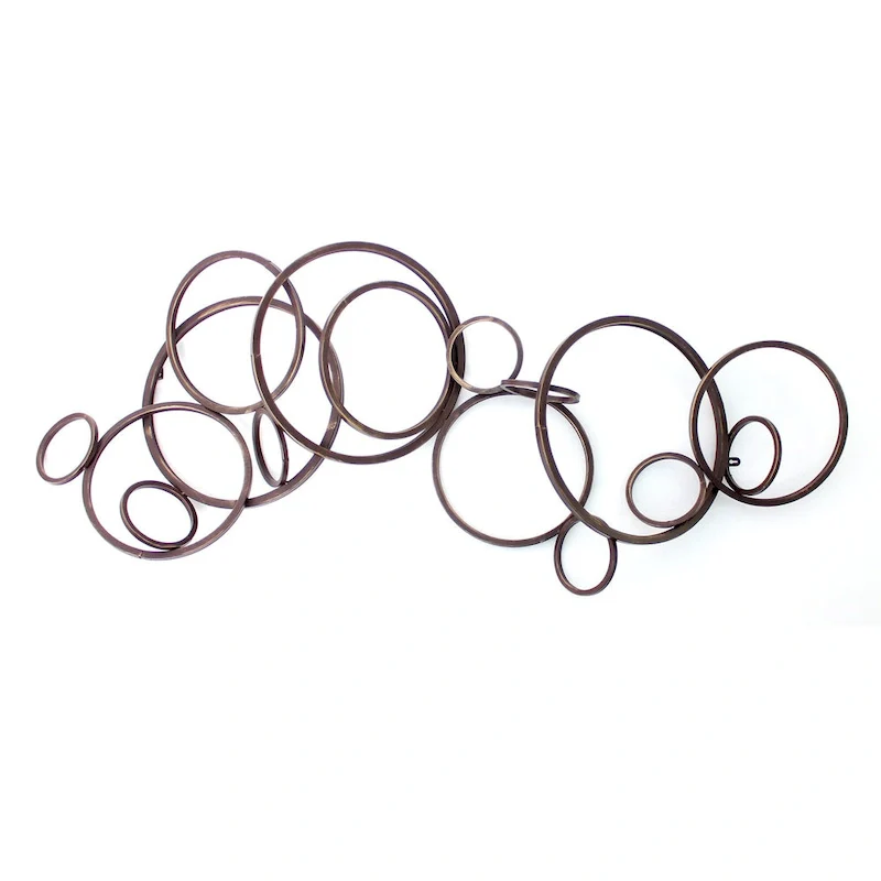 Industrial Style Metal Wall Decor with Multiple Circles, Bronze
