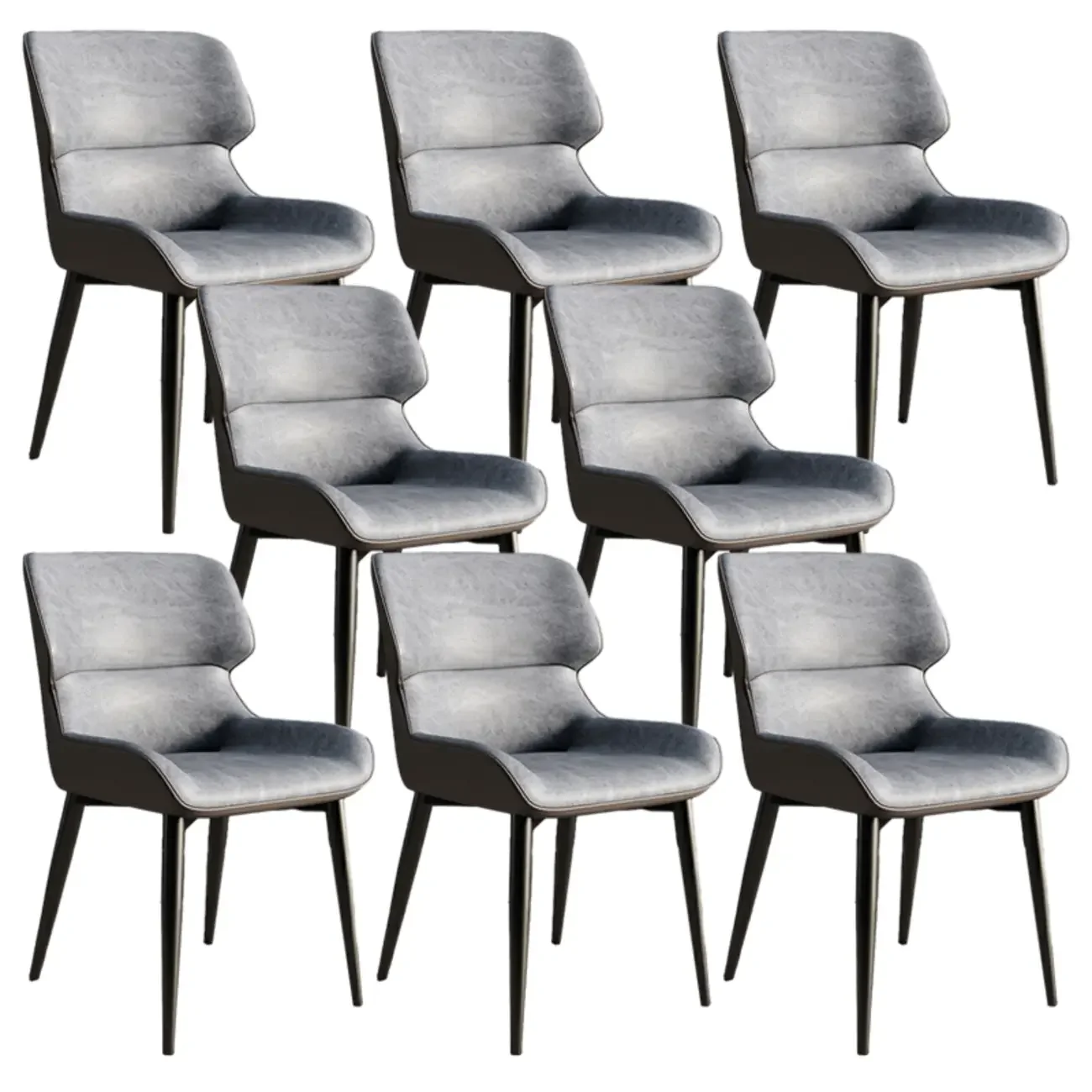 Leather Low Solid Back Armless Dining Side Chair