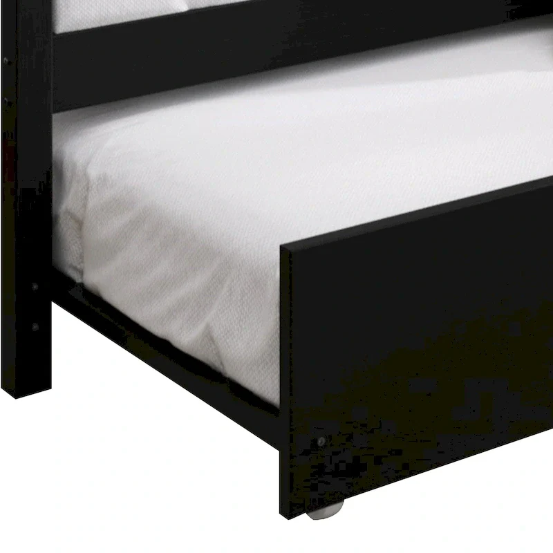 White/Walnut/Black/Light Oak/Antique Grey Railing-Style Twin Daybed with Trundle