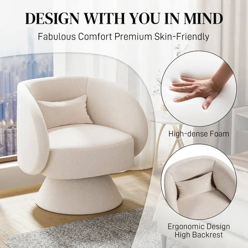 Ouyessir 360 Degree Modern Swivel Cuddle Barrel Sofa Chairs