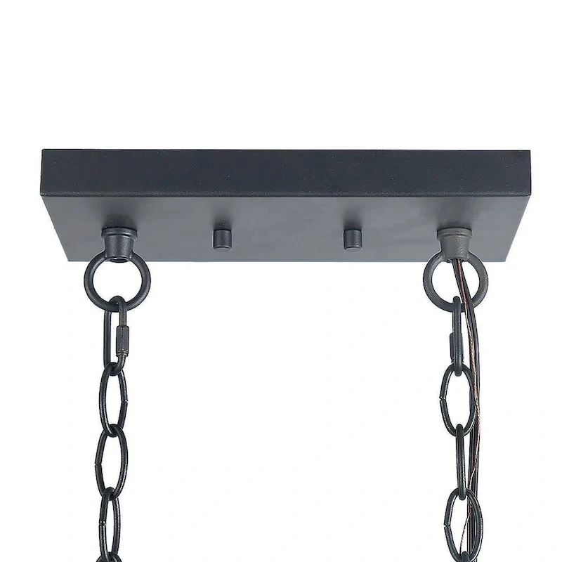 Farmhouse 5-Light Wood Grain Chandelier Kitchen Island Lights - L26 XW10.2 XH19.7