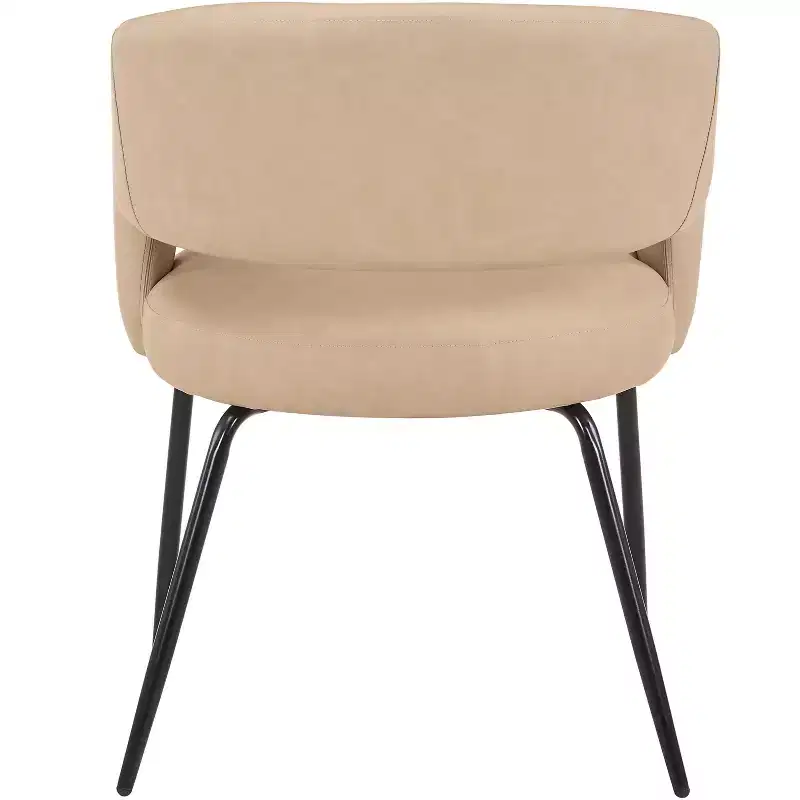 LeisureMod Dining Chair Upholstered in Velvet/Leather with Open Curved Backrest and Powder-Coated Iron Legs Gavin Collection Set of 2