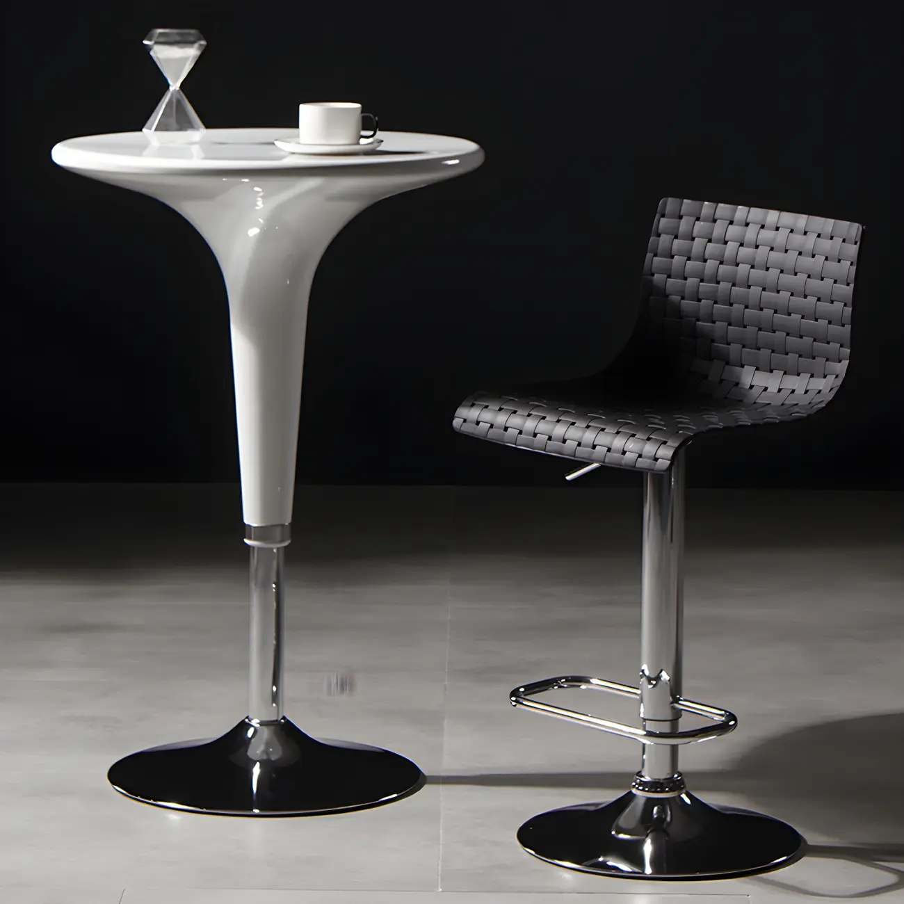 Modern Square Seat Plastic Rattan Adjustable Swivel Bar Stools