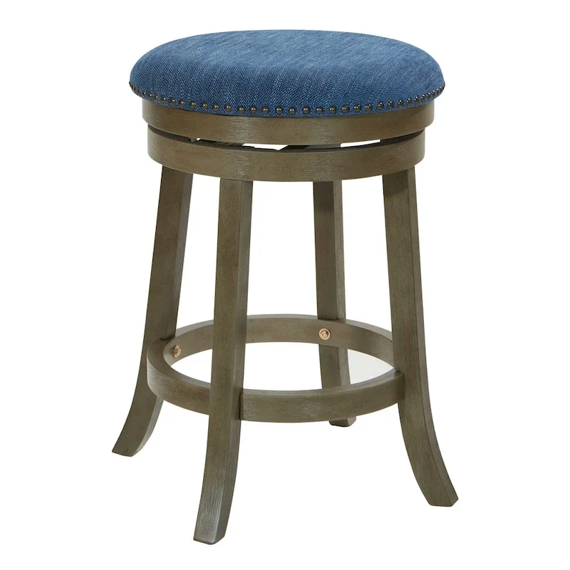 Bar Stools Set of 2 26 Counter Height 360° Swivel Solid Wood Round Footrest