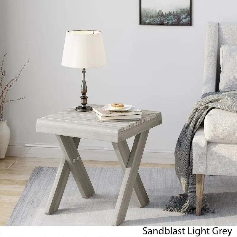 Esmeralda Farmhouse Acacia Wood Side Table by Christopher Knight Home