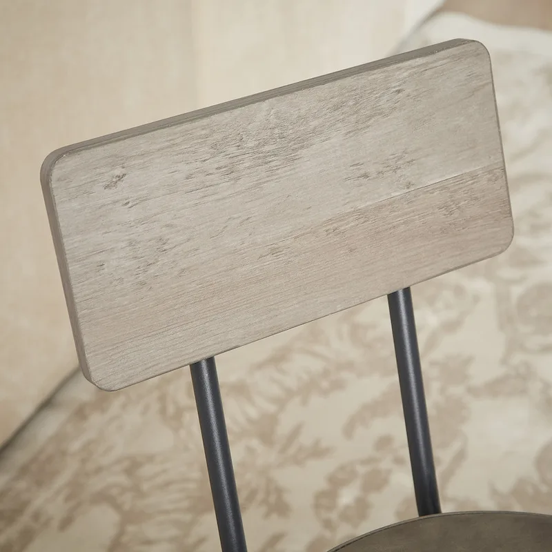 Rustic Style 7-Piece Dining Set with Rectangular Table and PU Leather Bar Chairs