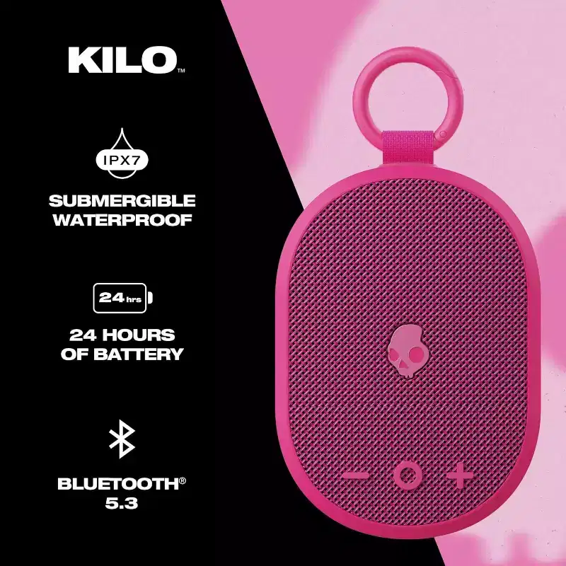 Skullcandy Kilo Wireless Bluetooth Speaker - IPX7 Waterproof Mini Speaker with 24 Hour Battery and True Wireless Pairing