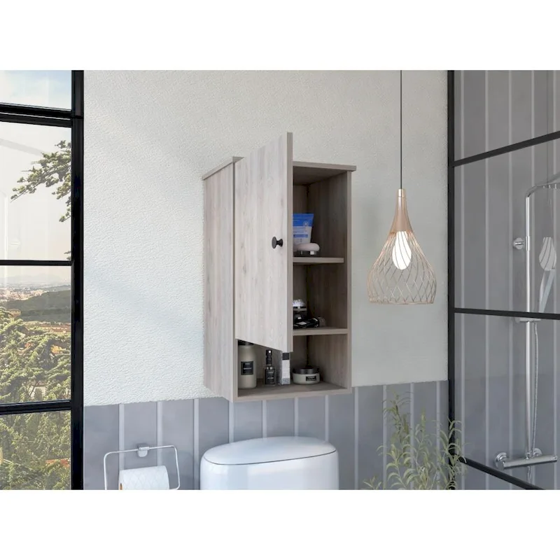 Medicine Cabinet , Two Internal Shelves, Light Oak / White Finish