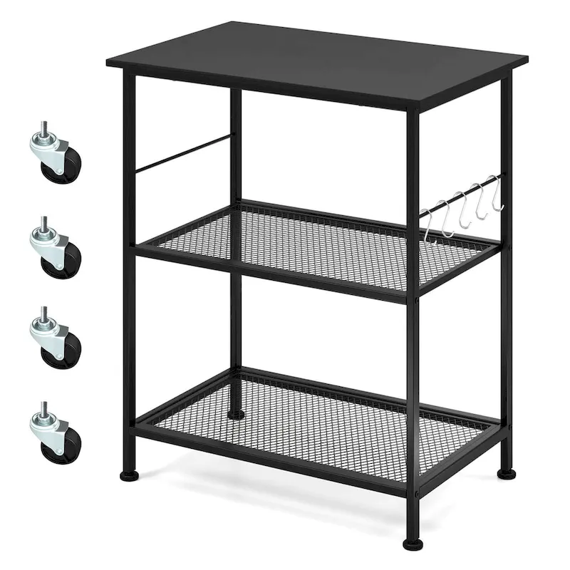 Costway 3-Tier Kitchen Serving Cart Utility Standing Microwave Rack - See Details
