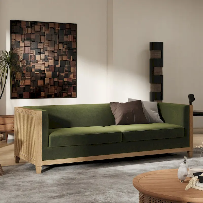 81 Oak Rattan Sofa
