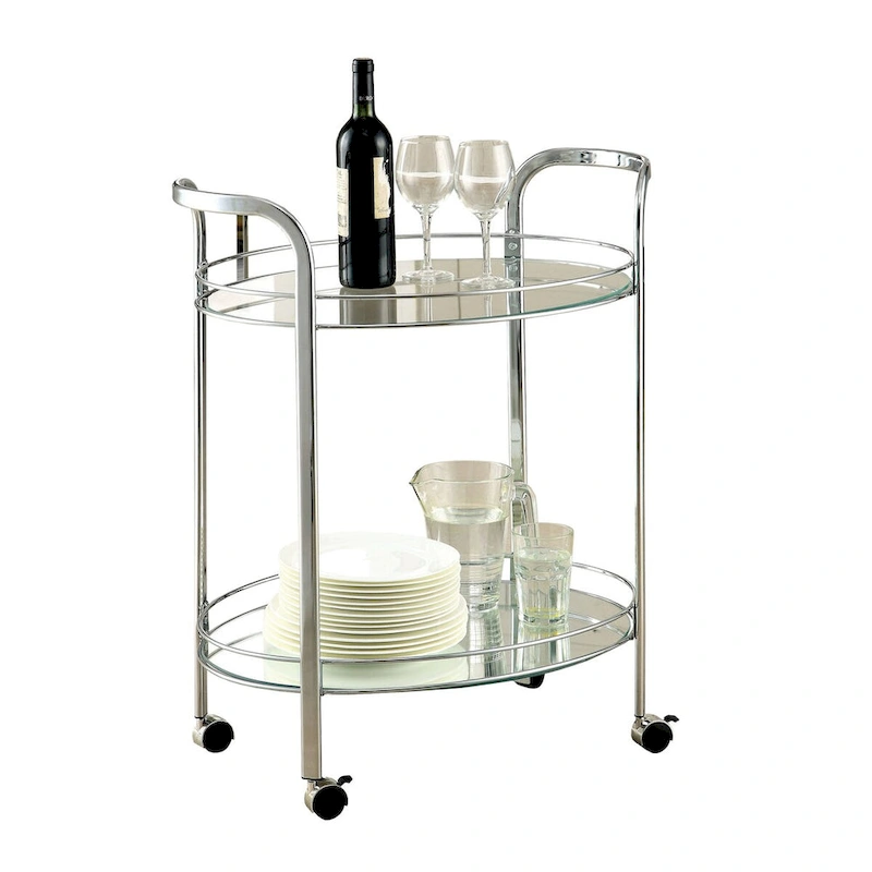 Loule Contemporary Serving Cart In Chrome Finish - 31 H x 26 W x 18 L Inches