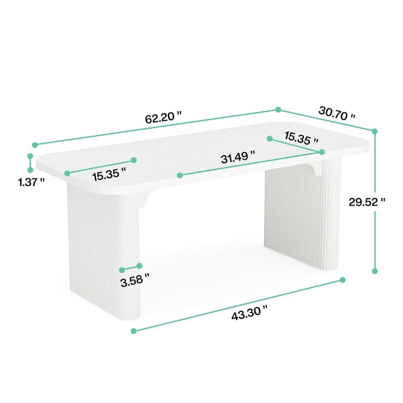 62.99 W Modern Executive Desk Simple Computer Desk with Engineered Wood Top and Legs