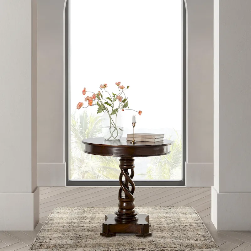 Honey Brown Round Pedestal Table - 30 Inch Mango Wood