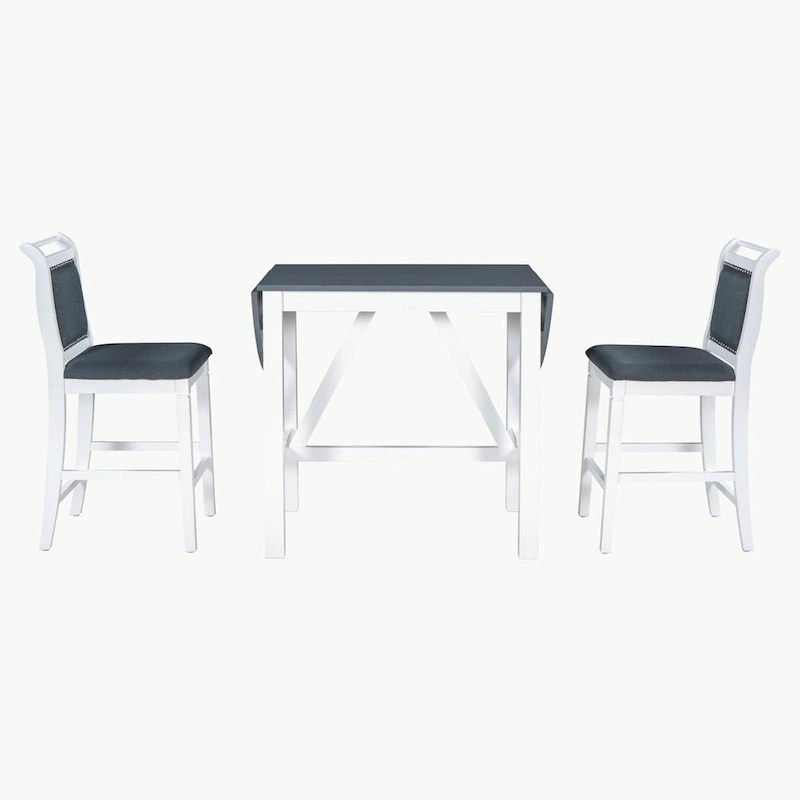3-Piece Wood Counter Height Drop Leaf Dining Table Set
