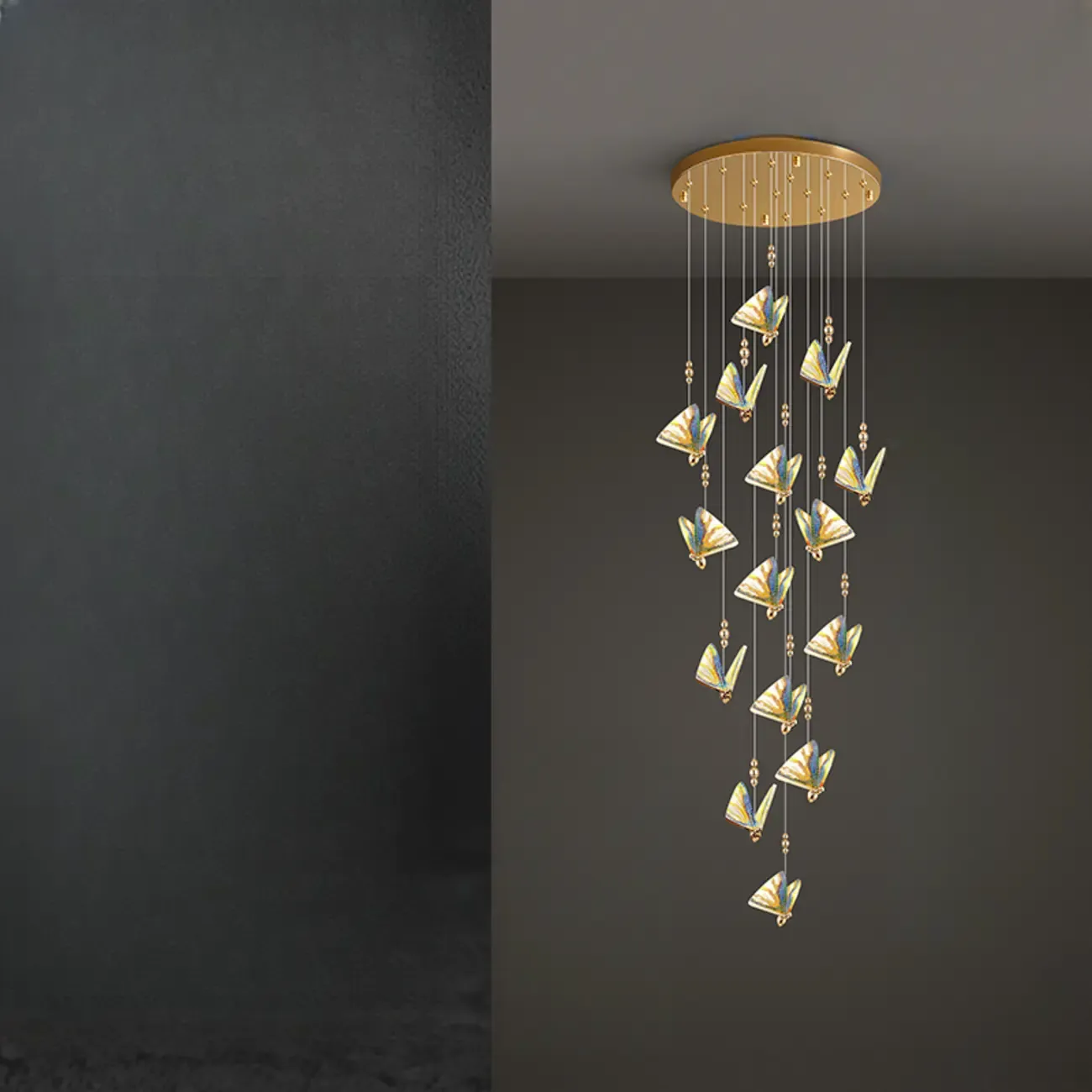 Modern Crystal Linear Butterfly Chandelier Light with Remote