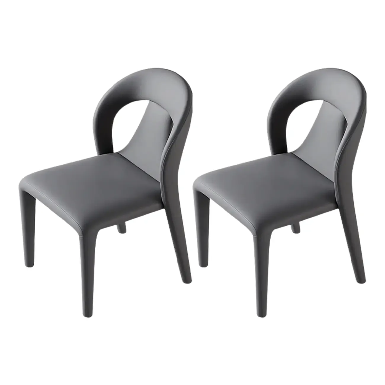 Modern Faux Leather Curved Back Armless Dining Chair Set of 2