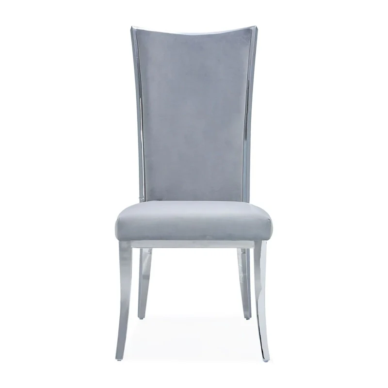 Silver Velvet Upholstered Dining Chair
