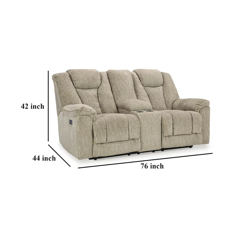 Marsh Power Reclining Loveseat, Adjustable Headrest LED, Beige 76 Inch