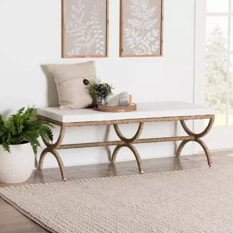 bali & pari Maliyah Natural Seagrass Accent Bench Natural Brown