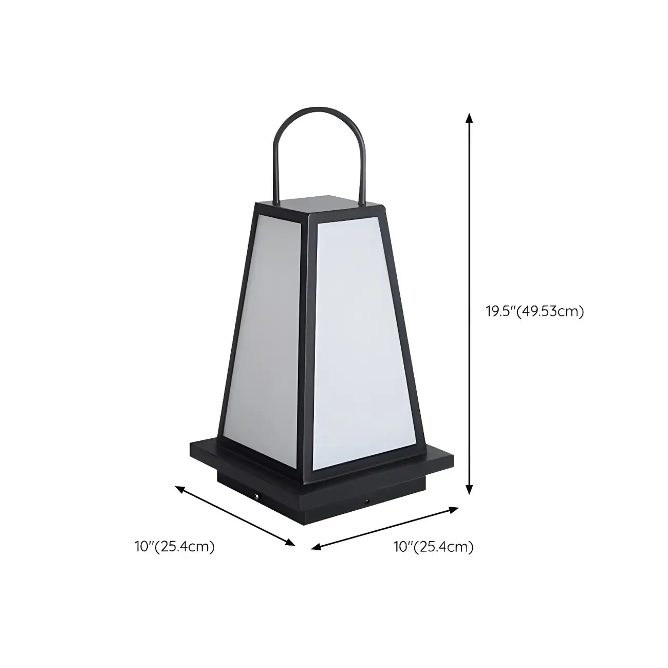 Black Metal Conical Post Cap Light with Handle