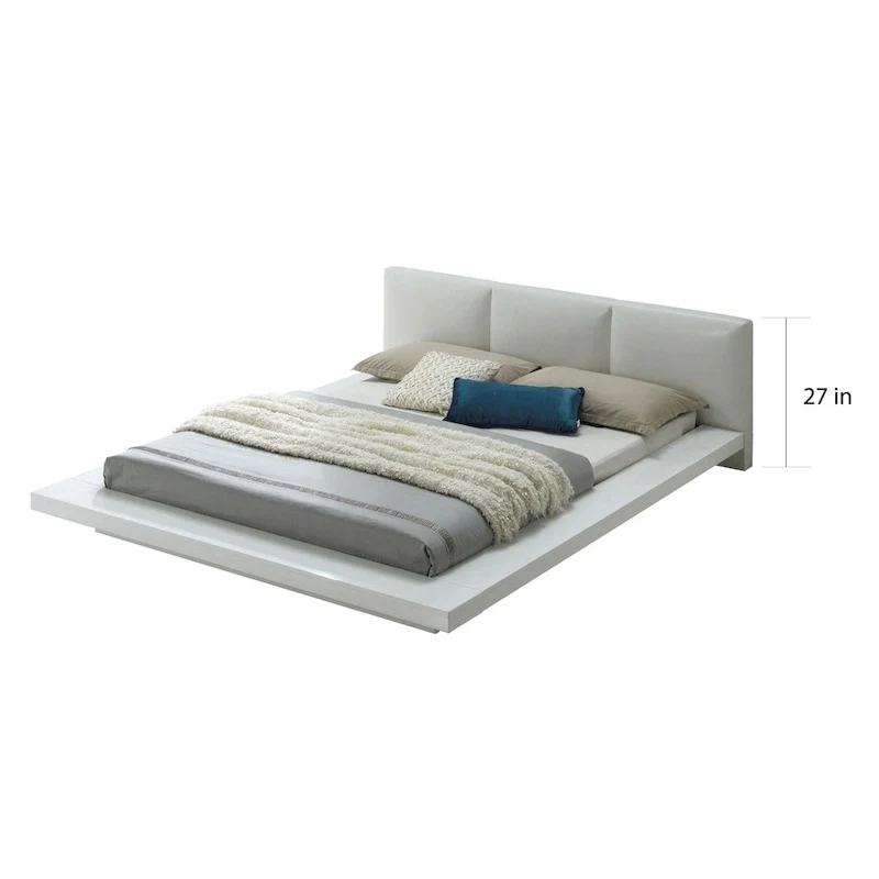 Carbon Loft Ballingham Gloss White Low Profile Upholstered Bed
