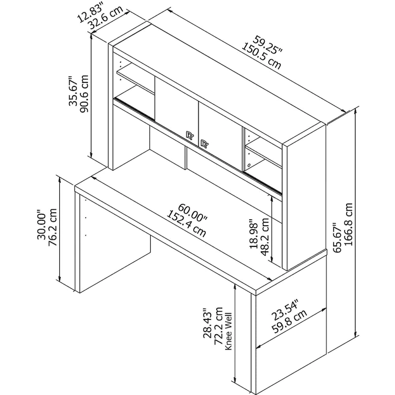 Echo 60W Credenza Desk with Hutch by Bush Business Furniture