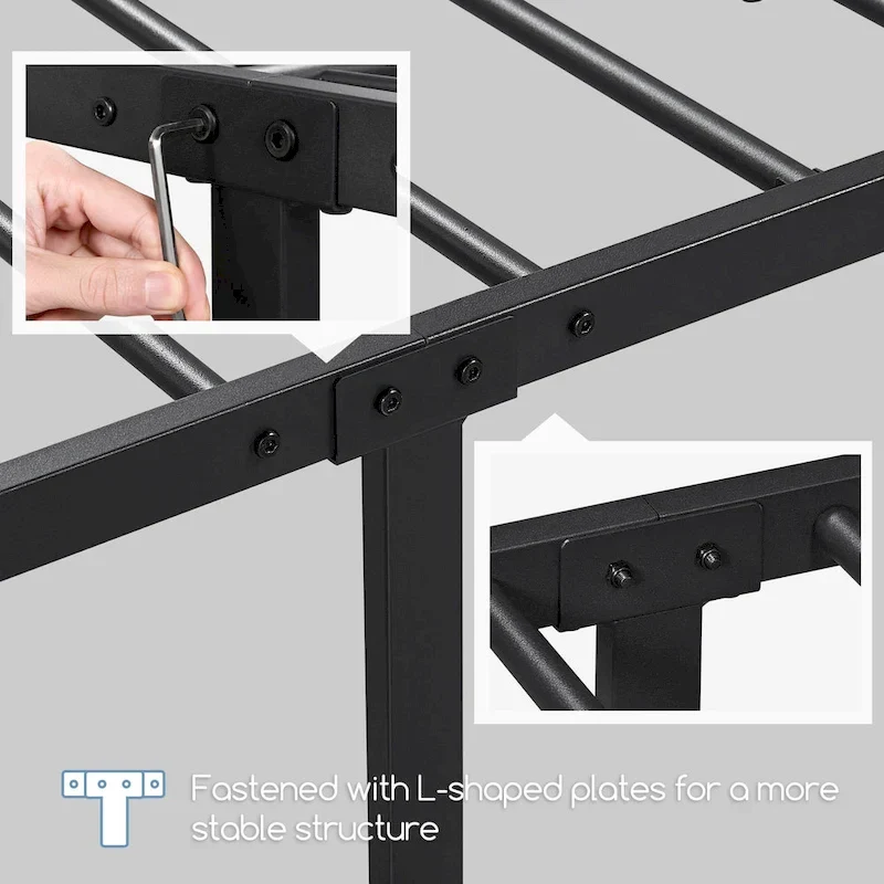 Yaheetech Graceful Scroll Metal-Framed Bed Iron Twin Bed Foundation