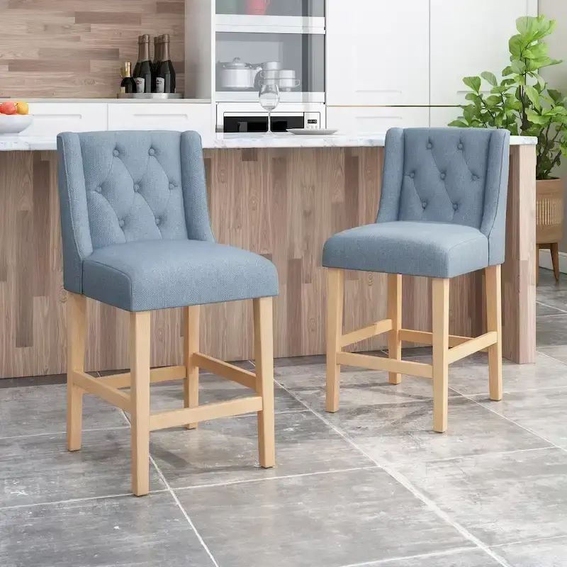 Button-Tufted Wingback Counter Stools (Set of 2)