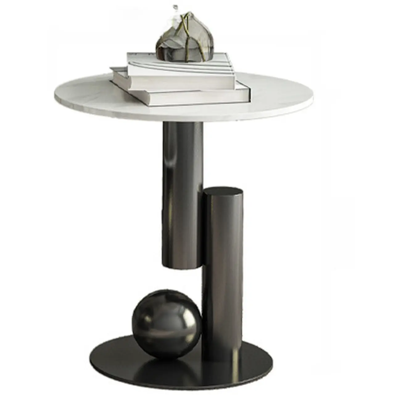 Modern Light Luxury White Oval Coffee Table with Metal Base