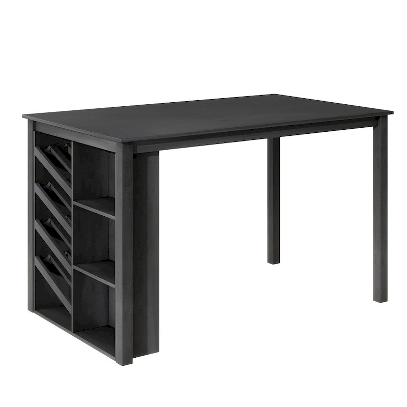 Counter Height 5-Piece Dining Set with Wine Rack, 4 Upholstered Chairs