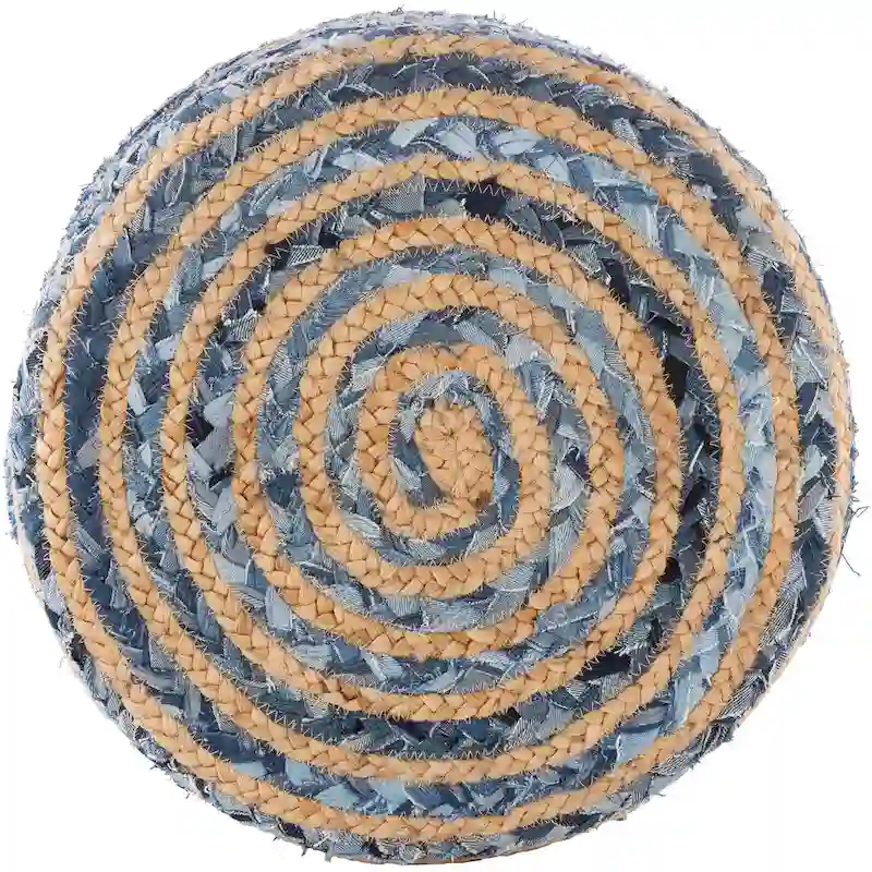 Hand Crafted Bohemian Jute and Wood Foot Stool