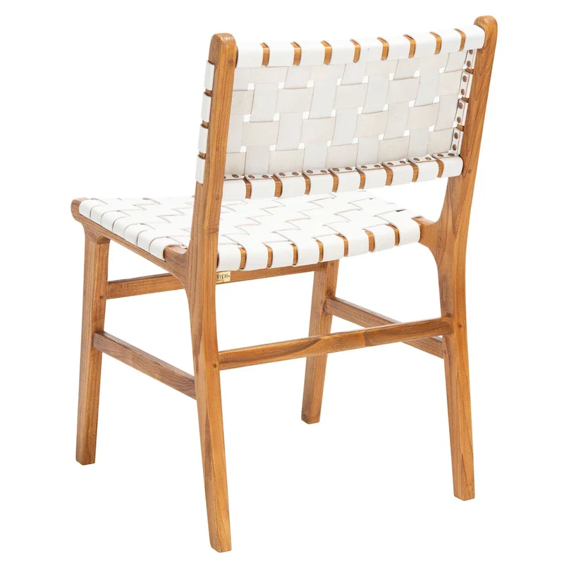 SAFAVIEH Hildred Woven Leather Dining Chair - Cognac / Natural - 20Wx22Dx33H