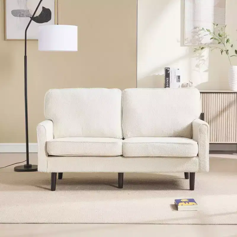 TUYOHW 56.3 Loveseat Sofa,Boucle Sofa with USB Chargingb & 4.33 High-Resilience Sponge,2-Seater Couch for Living Room & Small Space
