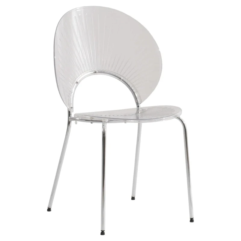 LeisureMod Opulent Plastic Dining Side Chair in Chrome Base