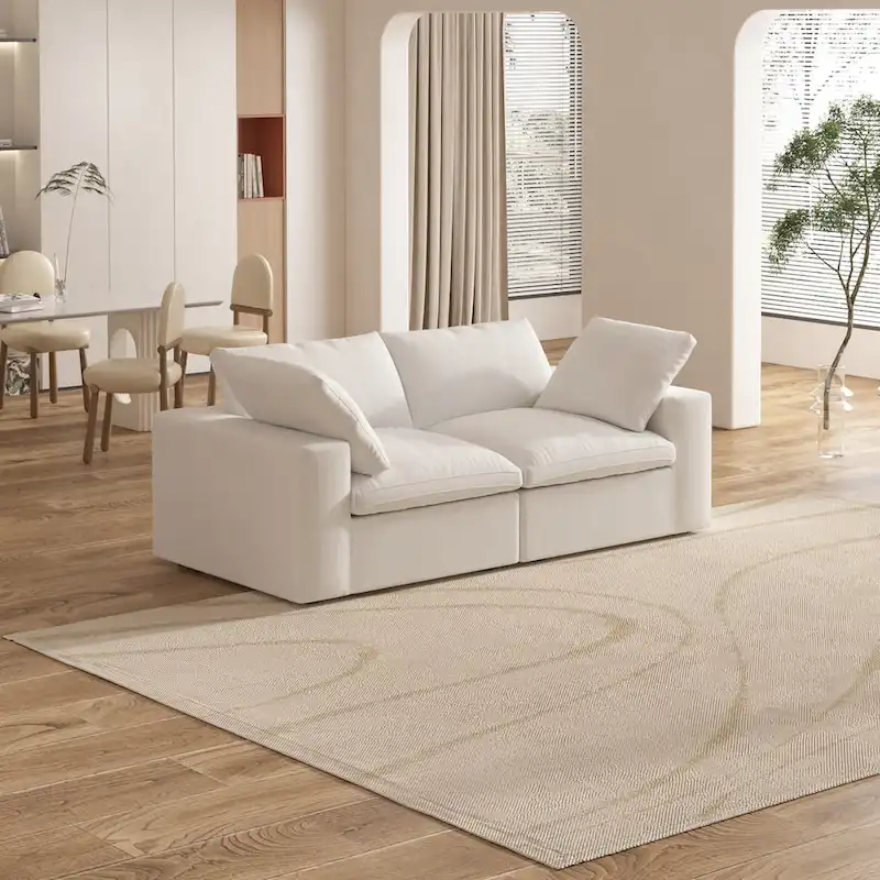 80   Linen Upholstered Loveseat Sofa Sectional Couch