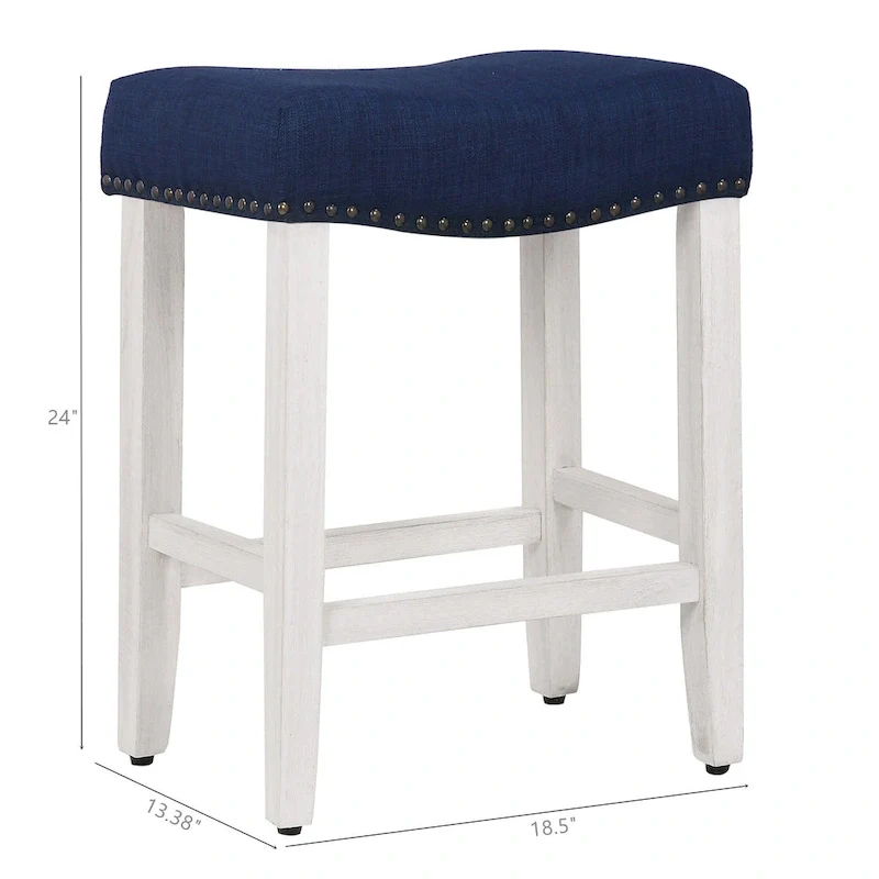 Jameson Upholstered Polyester Antique White 24 Inch Counter Stool
