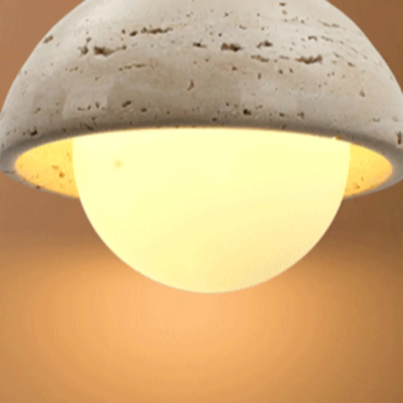 Modern 3-Light Walnut Wood Stone Cylinder Pendant Lamp