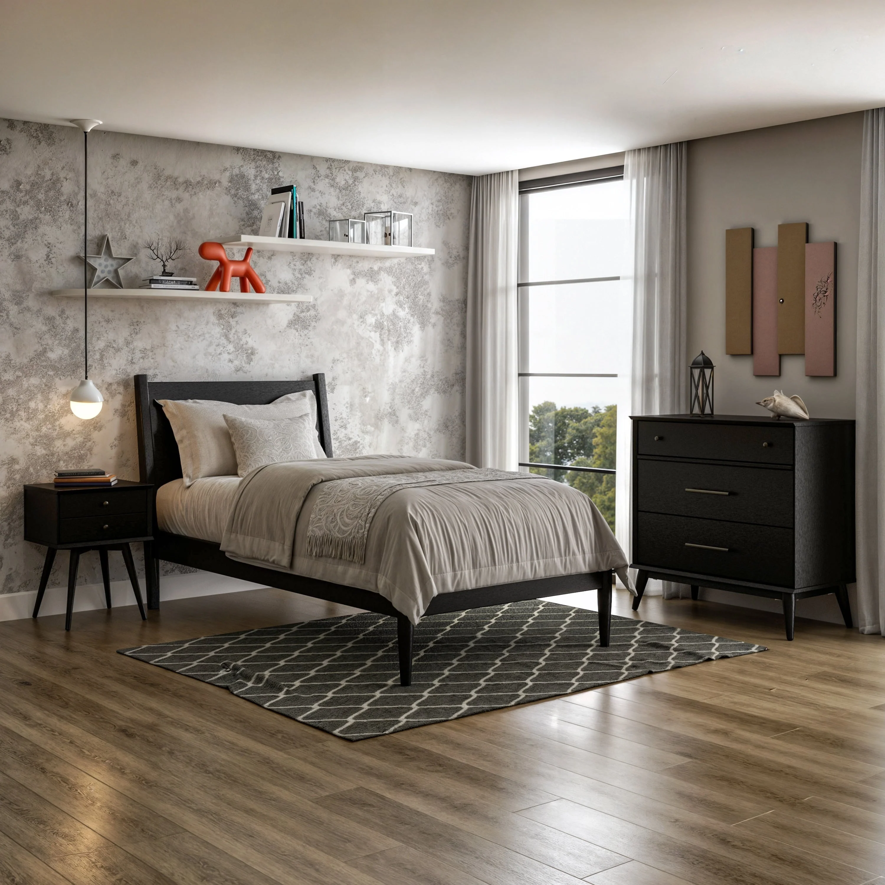 Mid-Century Panel Bed