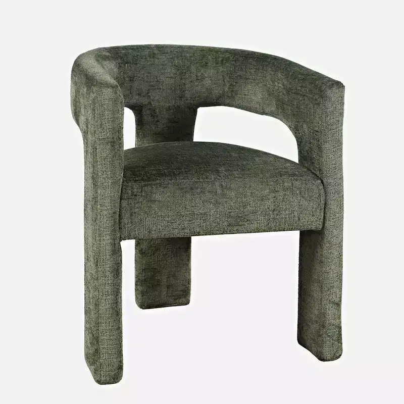 Jofran,Gwen Modern Luxury Jacquard Fabric Upholstered Sculpture Armchair- Green Color