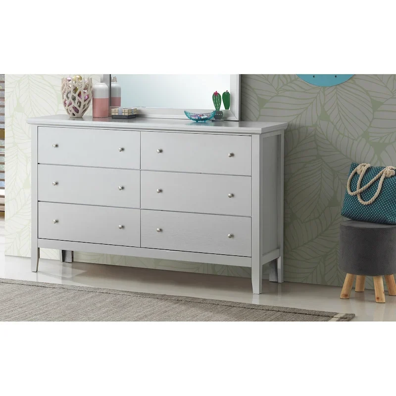 6-Drawer Dresser — White / Silver Champagne / Black / Espresso