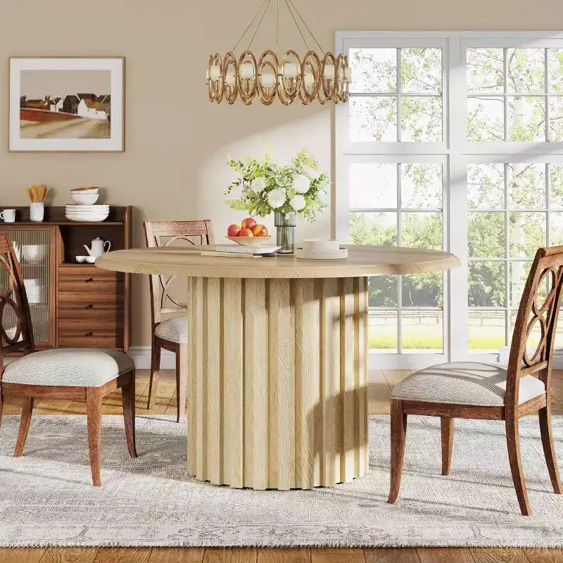 Lantine 43.31 Farmhouse Kitchen Round Dining Table
