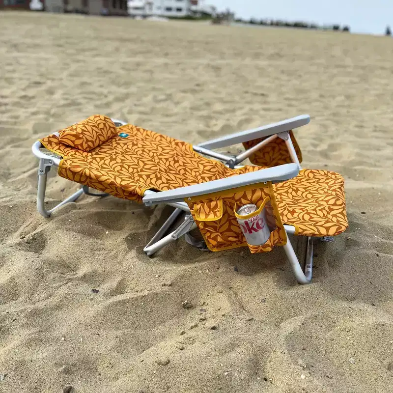 Bliss Hammocks Folding Beach Chair Recliner with Detachable Cooler