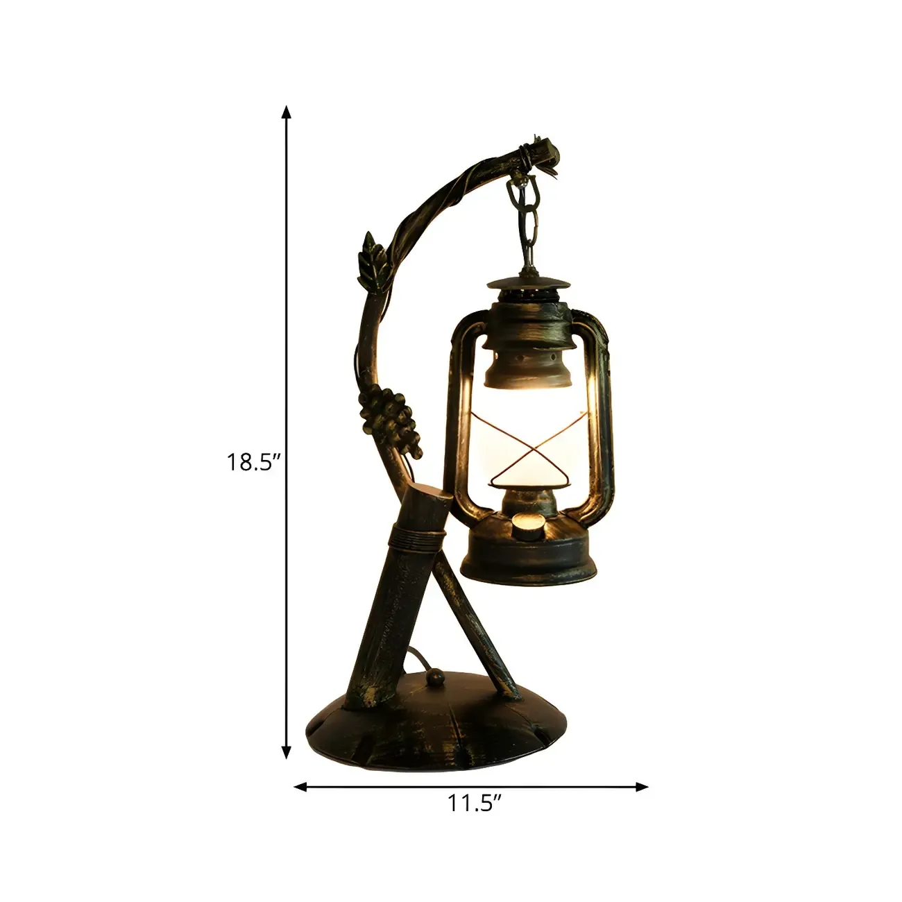 HomeyFad Industrial Rustic bronze Metal Lantern Table Lamp in Brass