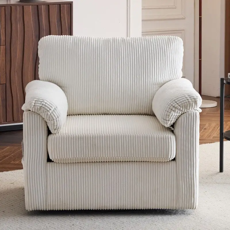 White / Black / Green / Blue / Grey Chenille Oversized Single Sofa Chair with Spring Support – 1 Person