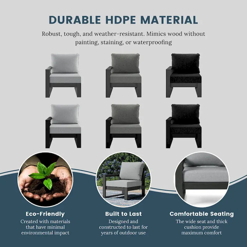 Polytrends Endless Patio 5-Piece Deep Seating Set with Ottoman with Gray Frame