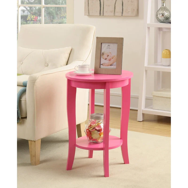 Round End Table with Shelf