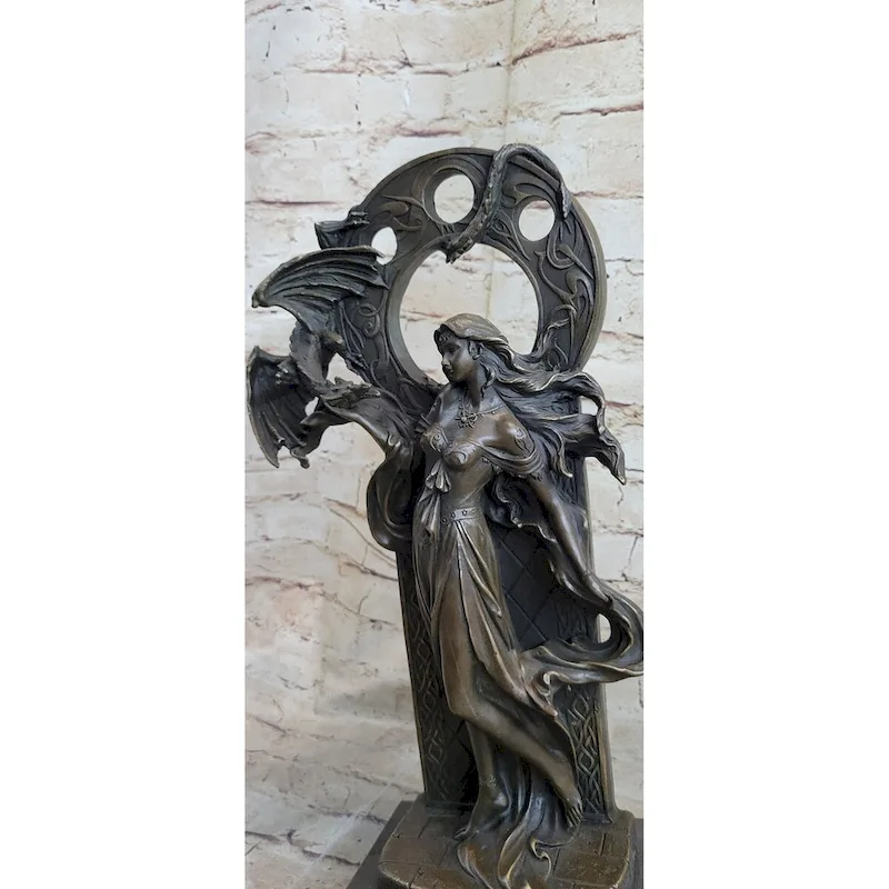 Winged Serpent Imitative Snake Dragon Fantasy Gargoyle Monster Bronze Statue Sculpture Art