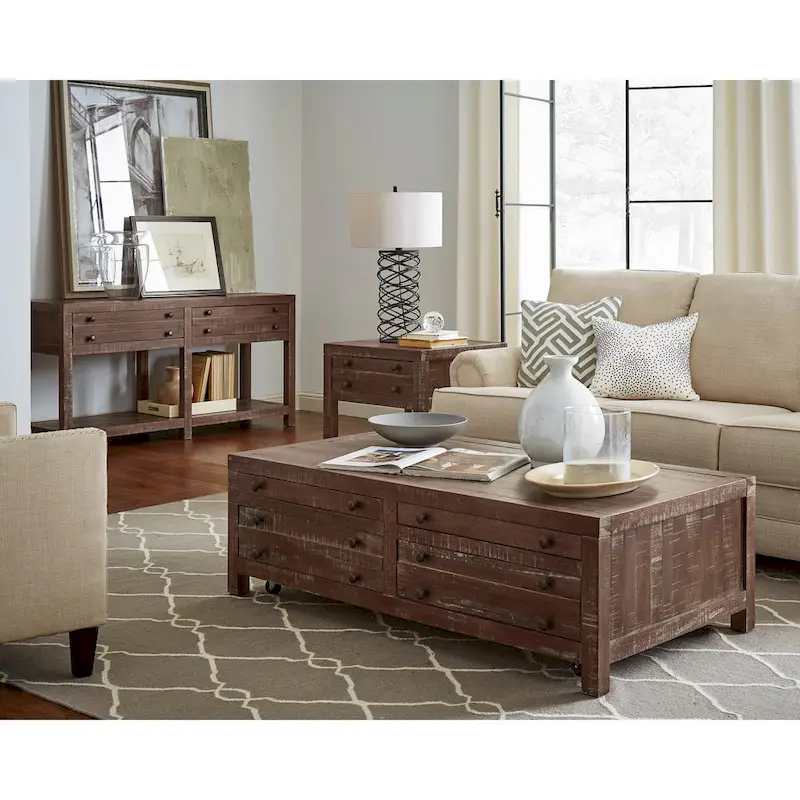 Townsend Solid Wood Castered Coffee Table in Java