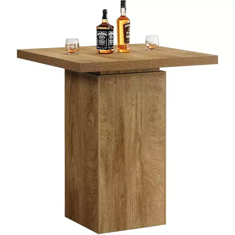 Lantine Square Bar Table, 39.4H High Top Bistro Pub Cocktail Table, Small Counter Height Dining Table for Kitchen, Home Bar, Coffee Corner